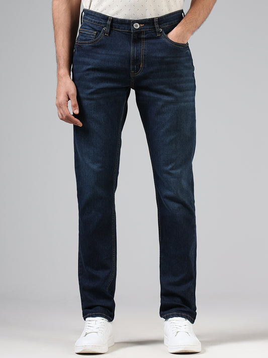WES Casuals Charcoal Relaxed Fit Mid - Rise Jeans