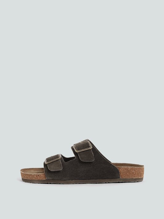 SOLEPLAY Brown Dual Buckle Strap Comfort Leather Sandals
