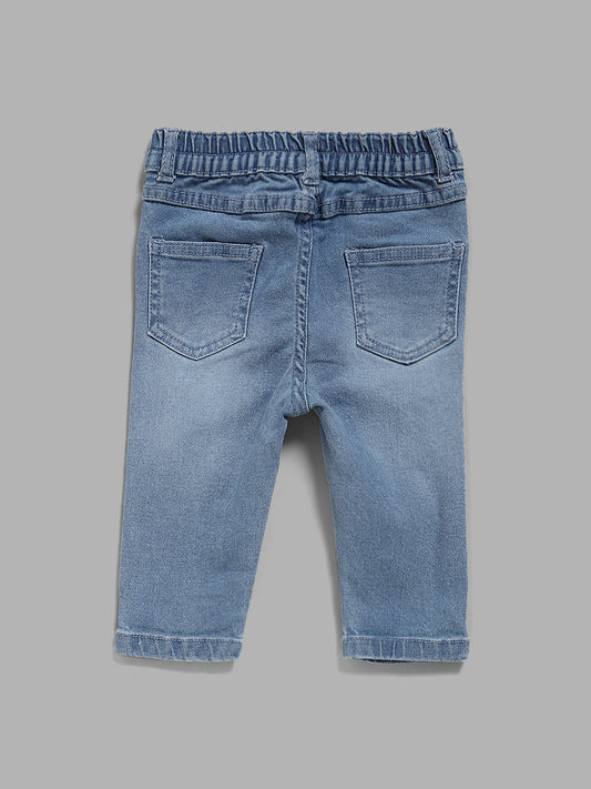 HOP Baby Embroidered Blue Denim Jeans