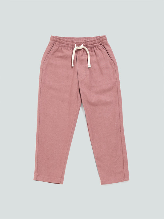HOP Kids Plain Rose Pink Elasticated Trousers