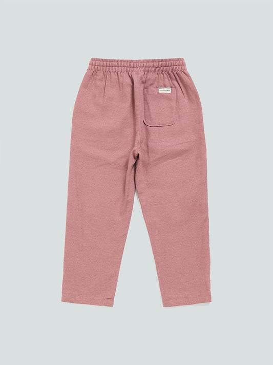 HOP Kids Plain Rose Pink Elasticated Trousers