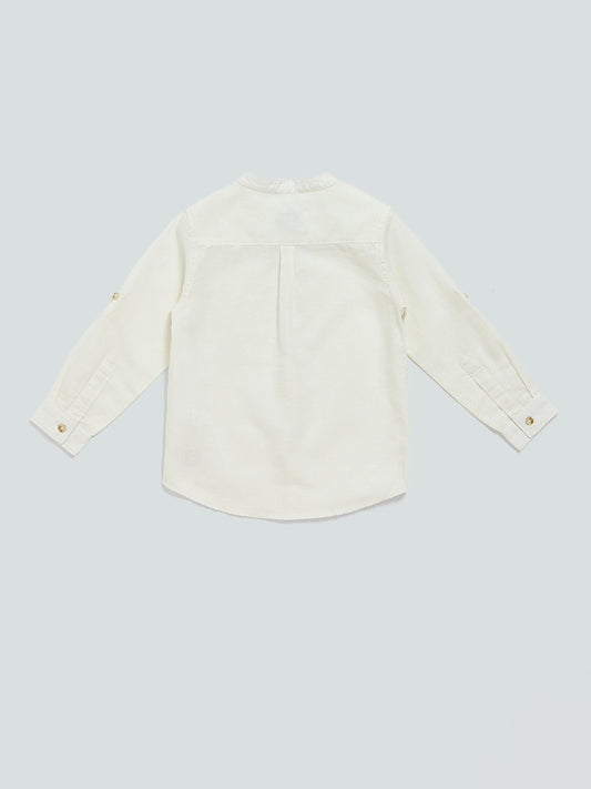 HOP Kids Solid White Relaxed Fit Shirt