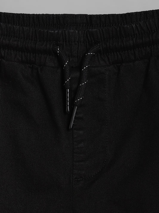 Y&F Kids Solid Black Cargo Joggers