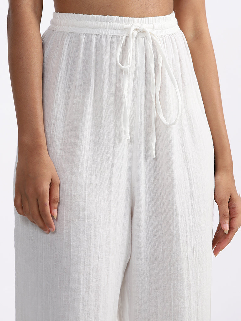 Buy Wunderlove Plain White Relaxed Fit Beach Pants from Westside