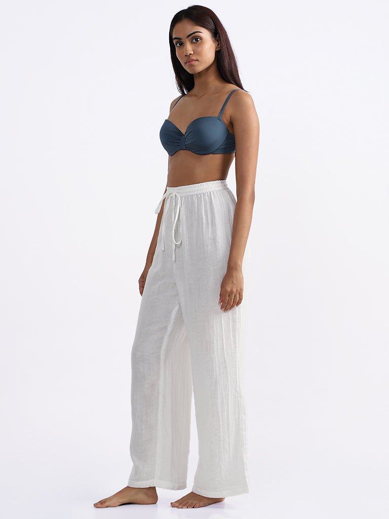 Buy Wunderlove Plain White Relaxed Fit Beach Pants from Westside