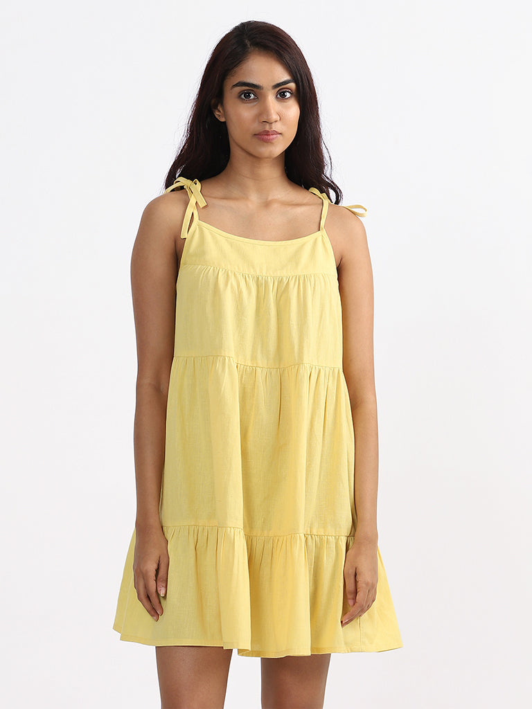 Wunderlove Plain Yellow Swimwear Cover Up Dress