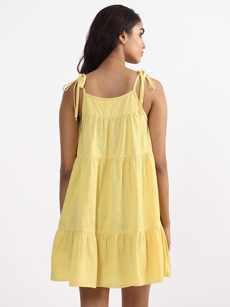 Wunderlove Plain Yellow Swimwear Cover Up Dress