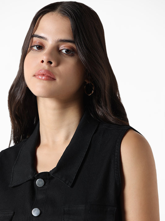 Nuon Black Slim Fit Denim Dress