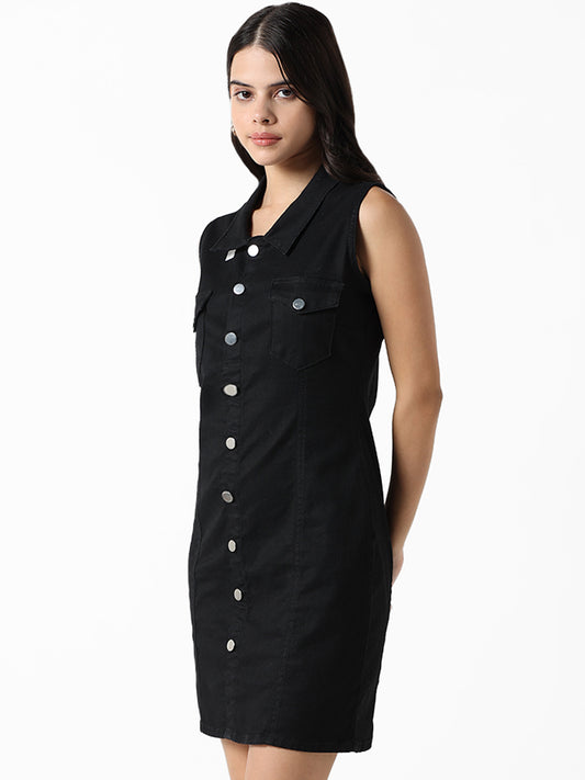 Nuon Black Slim Fit Denim Dress