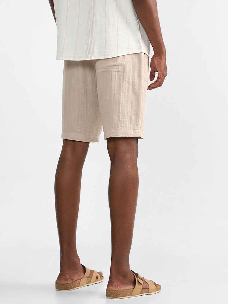 ETA Taupe Cotton Slim-Fit Shorts