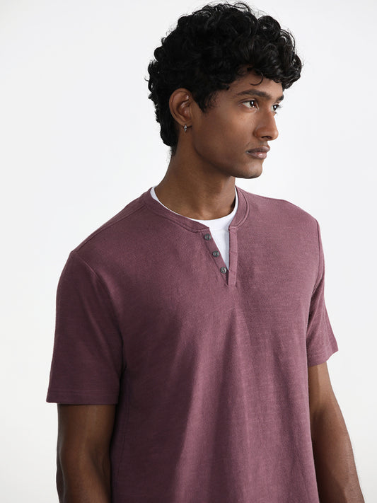 ETA Purple Cotton Blend Slim-Fit T-Shirt