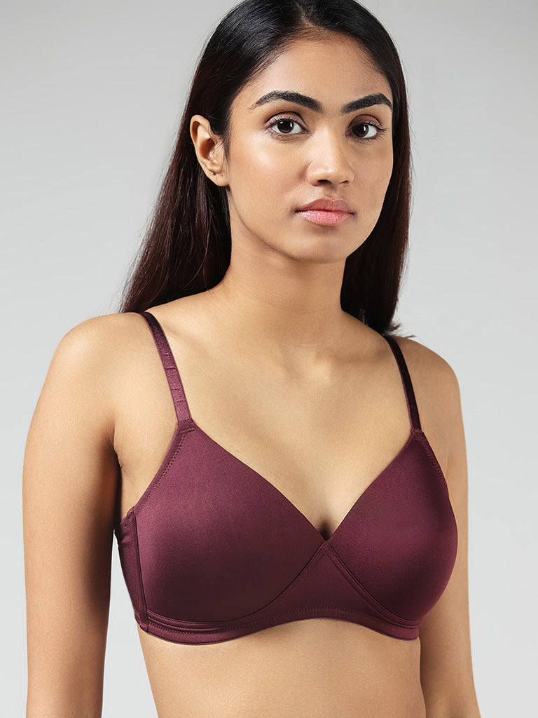 Buy Wunderlove Solid Light Taupe Invisible Scoop Neck Bra from