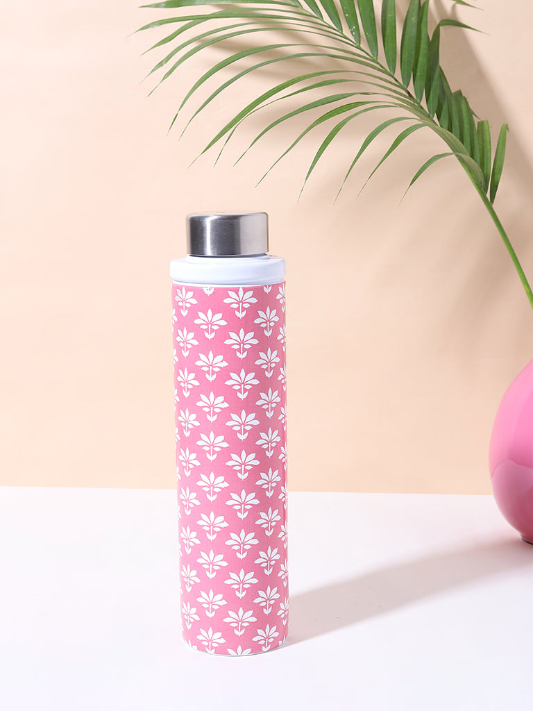 Pretty in Pink Trendy Floral Print Water Bottle by DEC02