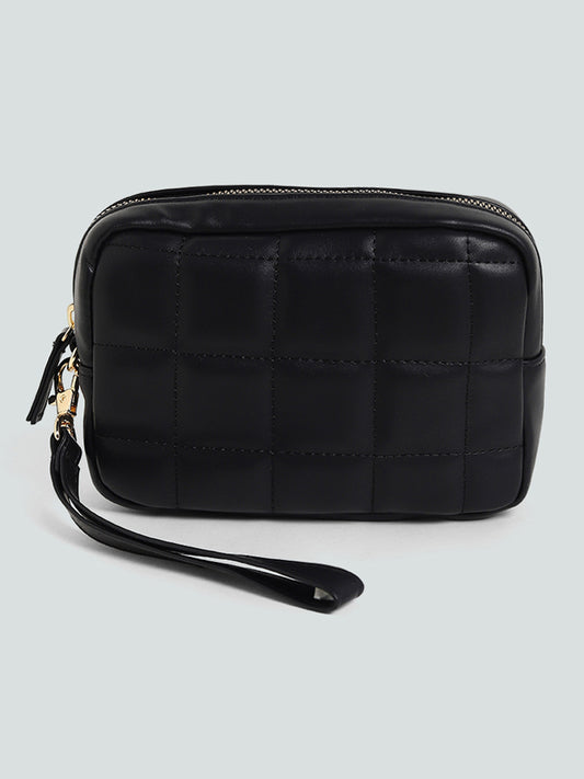 Studiowest Black Quilted Square Pouch - Medium