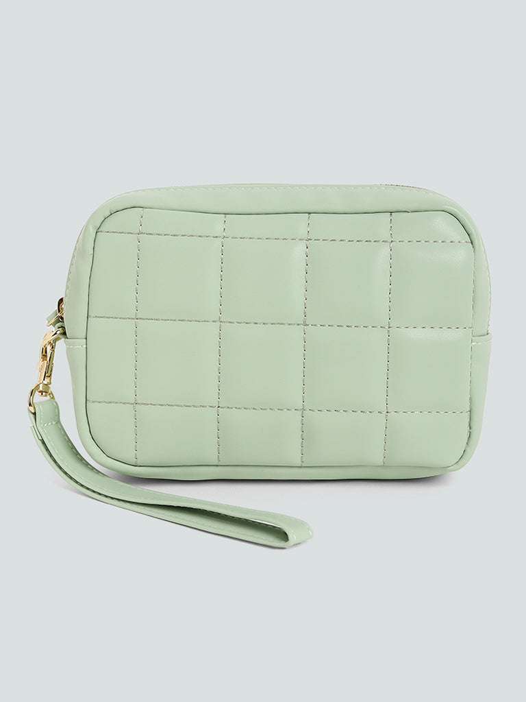 Studiowest Pastel Green Quilted Square Pouch - Medium