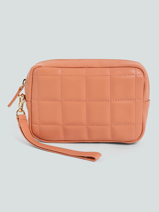 Studiowest Peach Quilted Square Pouch - Medium