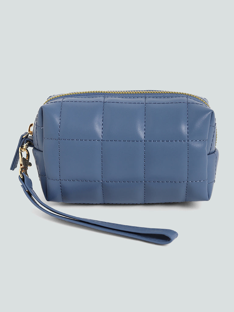 Studiowest Dark Blue Quilted Square Pouch - Small