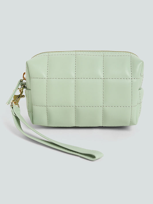 Studiowest Pastel Green Quilted Square Pouch - Small