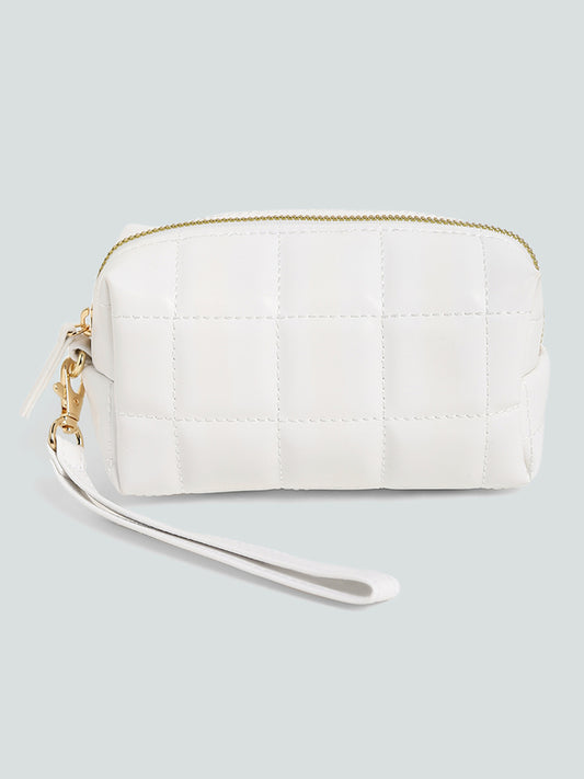 Studiowest White Quilted Square Pouch - Small