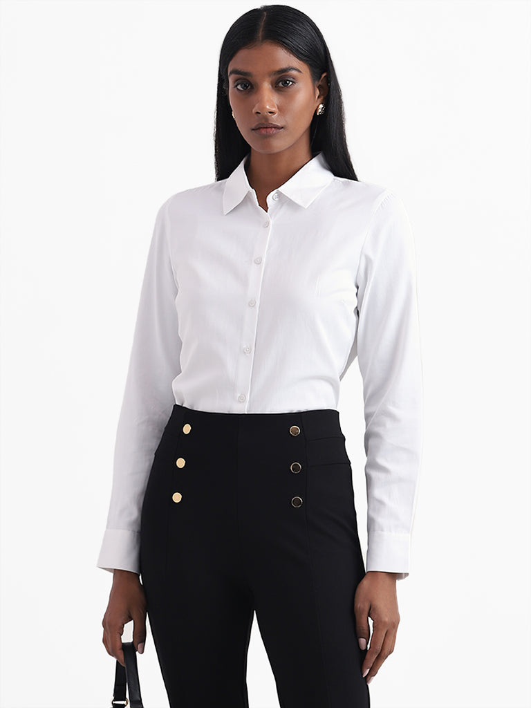 Wardrobe Plain White Formal Shirt
