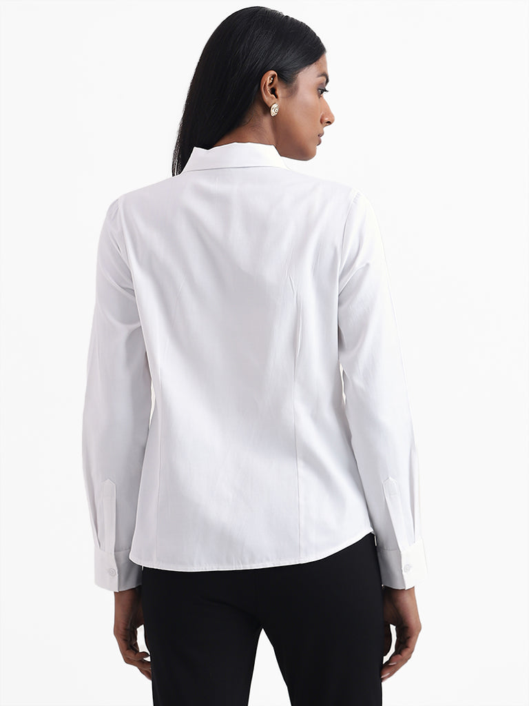 Wardrobe Plain White Cotton Shirt