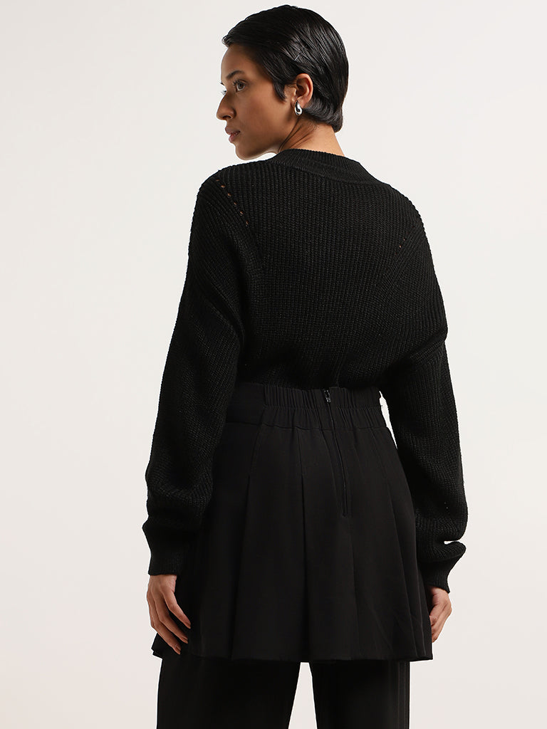 LOV Black Drop Shoulder Sweater