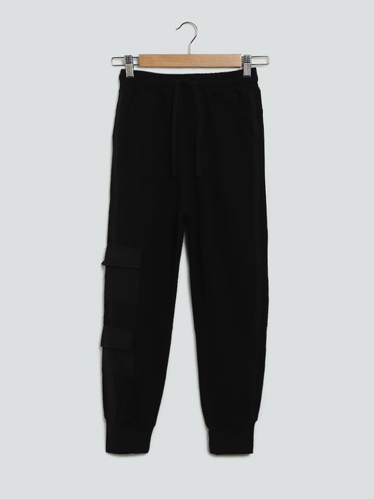 Y&F Kids Plain Black Mid Rise Joggers