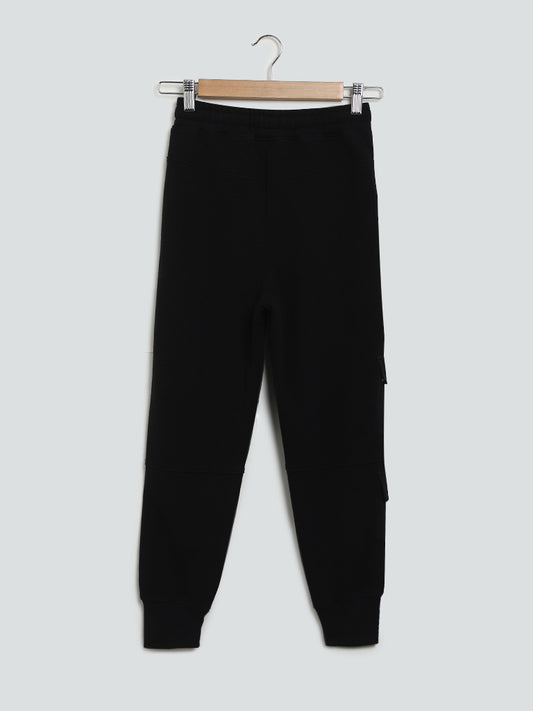 Y&F Kids Plain Black Mid Rise Joggers