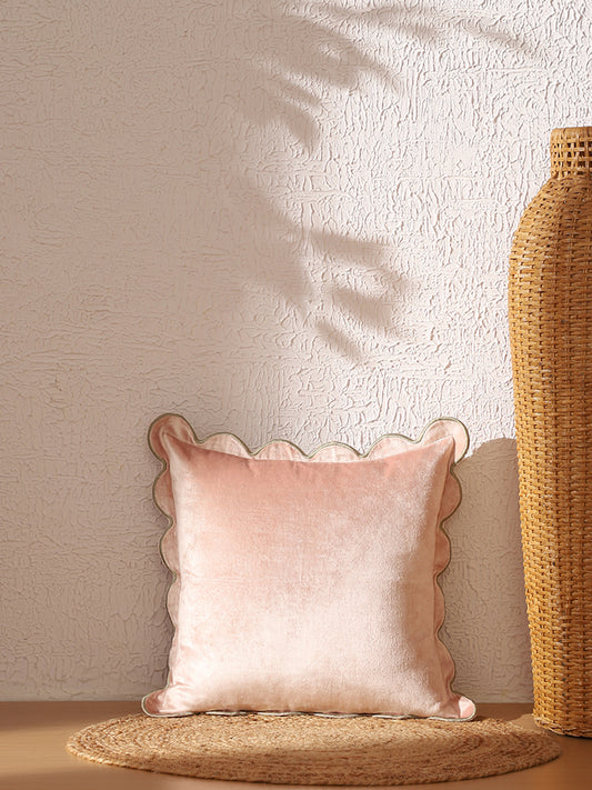 Westside Home Pink Solid Scallop Cushion Cover