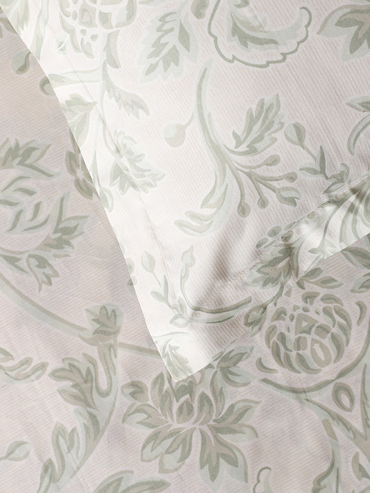 Westside Home Mint Damask Printed Single Bed Flat sheet and Pillowcase Set