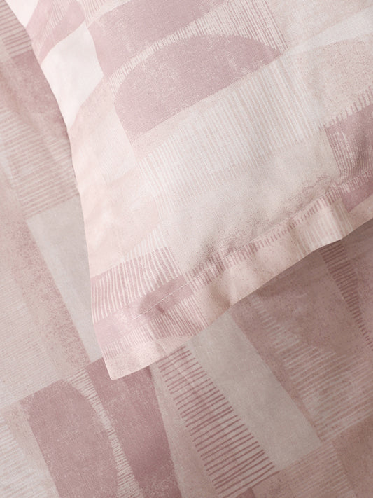 Westside Home Pink Geometric Printed Single Bed Flat sheet and Pillowcase Set