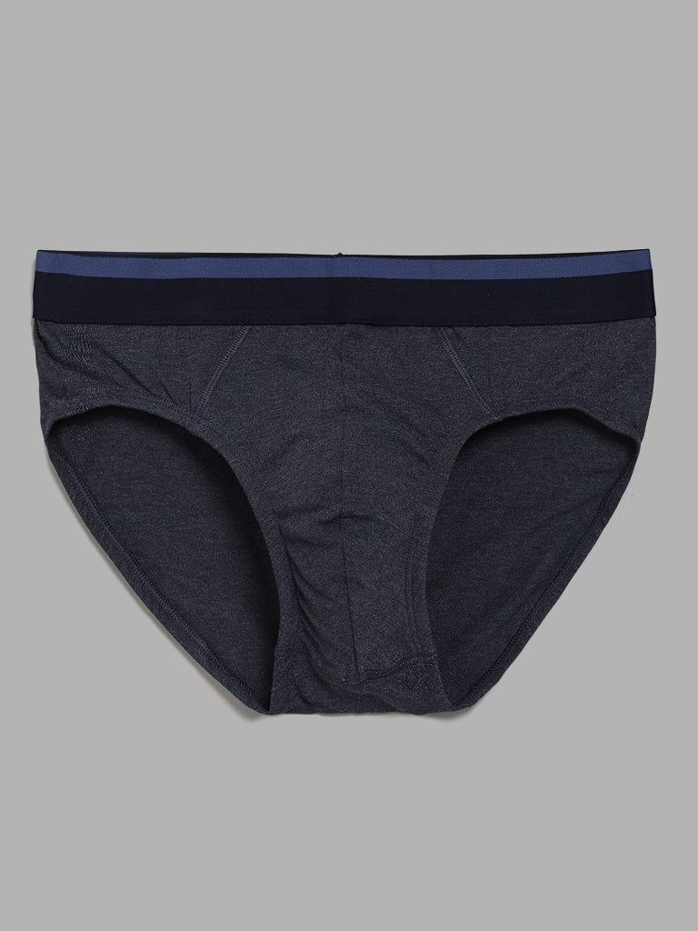 WES Lounge Navy Blue Relaxed Fit Briefs - Pack of 3