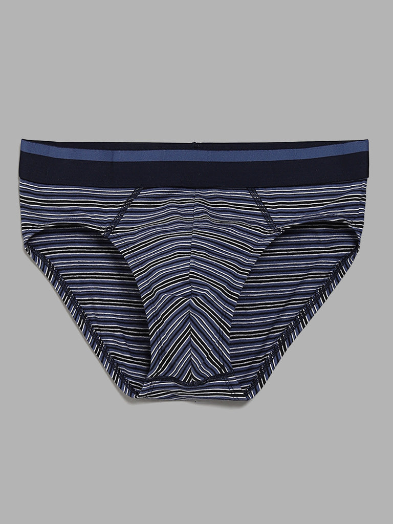 WES Lounge Navy Blue Relaxed Fit Briefs - Pack of 3
