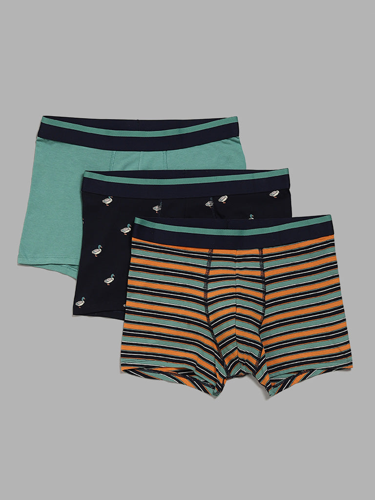 WES Lounge Multicolor Relaxed Fit Trunks - Pack of 3