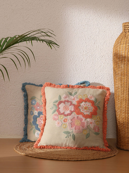 Westside Home Bold Multicolor Floral Embroidered Cushion Cover