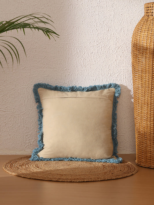 Westside Home Aqua Bold Floral Embroidered Cushion Cover