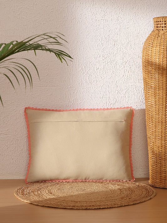 Westside Home Peach Embroidered Cushion Cover