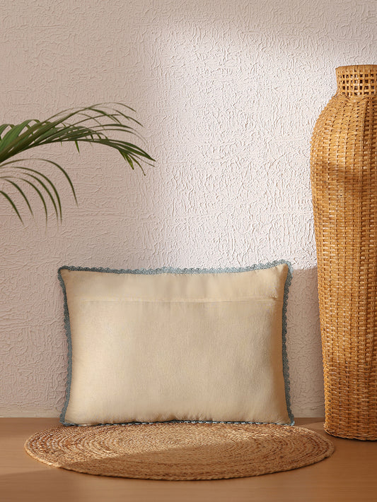Westside Home Aqua Foliage Embroidered Cushion Cover