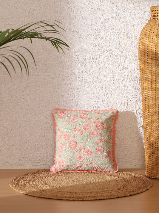 Westside Home Small Pink Embroidered Cushion Cover