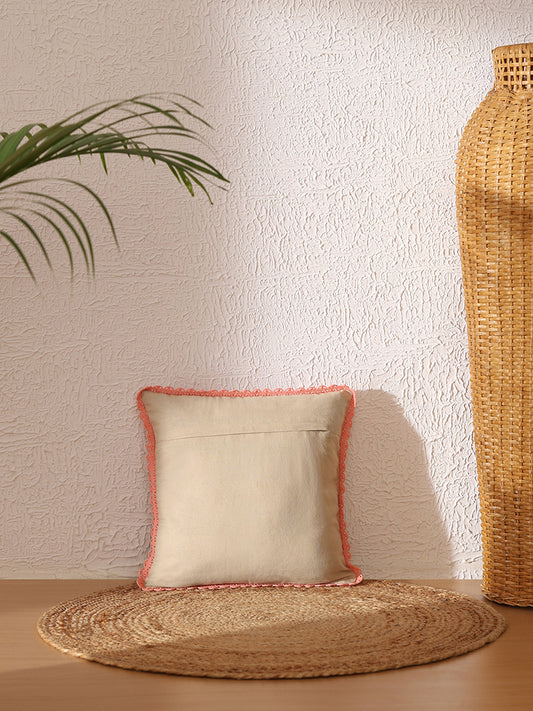 Westside Home Small Pink Embroidered Cushion Cover