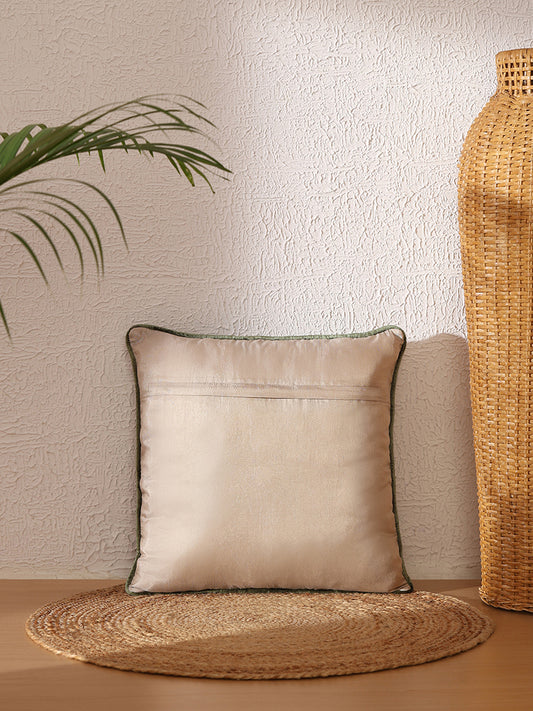Westside Home Emerald Green Floral Embroidered Cushion Cover
