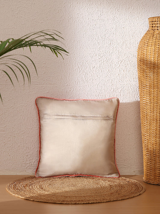 Westside Home Peach Floral Embroidered Cushion Cover