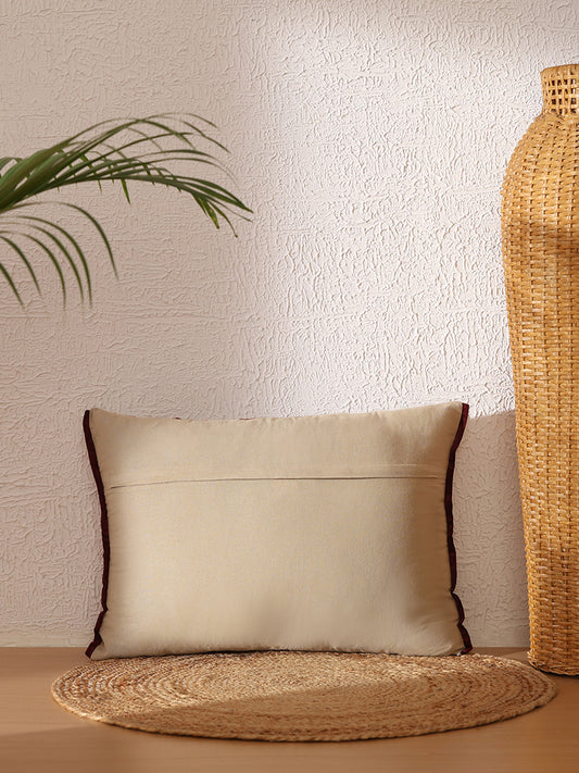 Westside Home Beige Blushed Floral Embroidered Cushion Cover