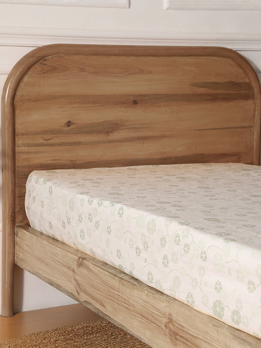 Westside Home Mint Stippled Floral Printed Single Fitted Sheet