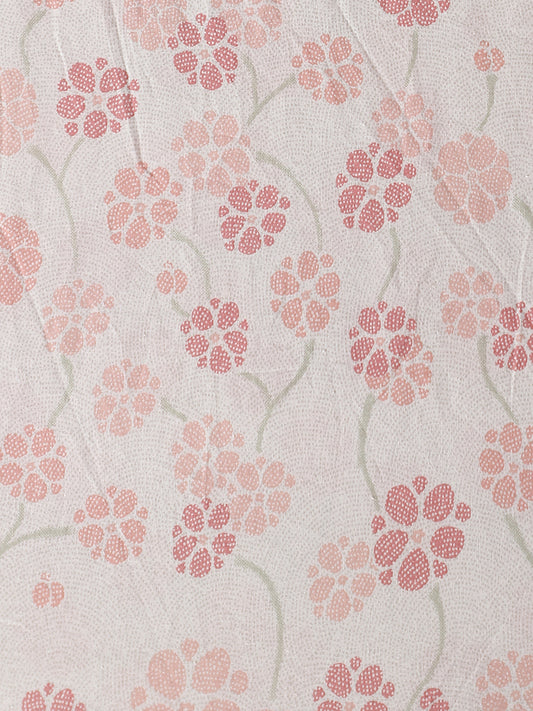 Westside Home Pink Stippled Floral Printed Double Bed Fitted Sheet