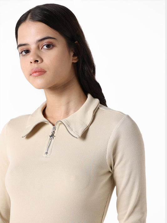 Studiofit Beige Slim Fit T-Shirt