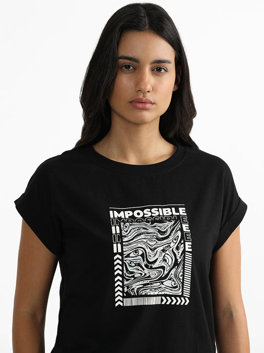 Studiofit Printed Black Power T-Shirt