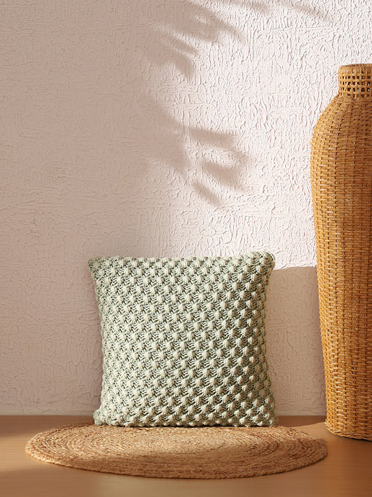 Westside Home Sage Green Crochet Knitted Cushion Cover