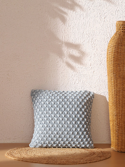 Westside Home Light Blue Crochet Knitted Cushion Cover