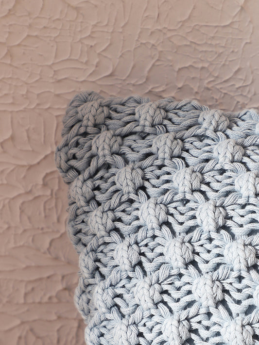 Westside Home Light Blue Crochet Knitted Cushion Cover